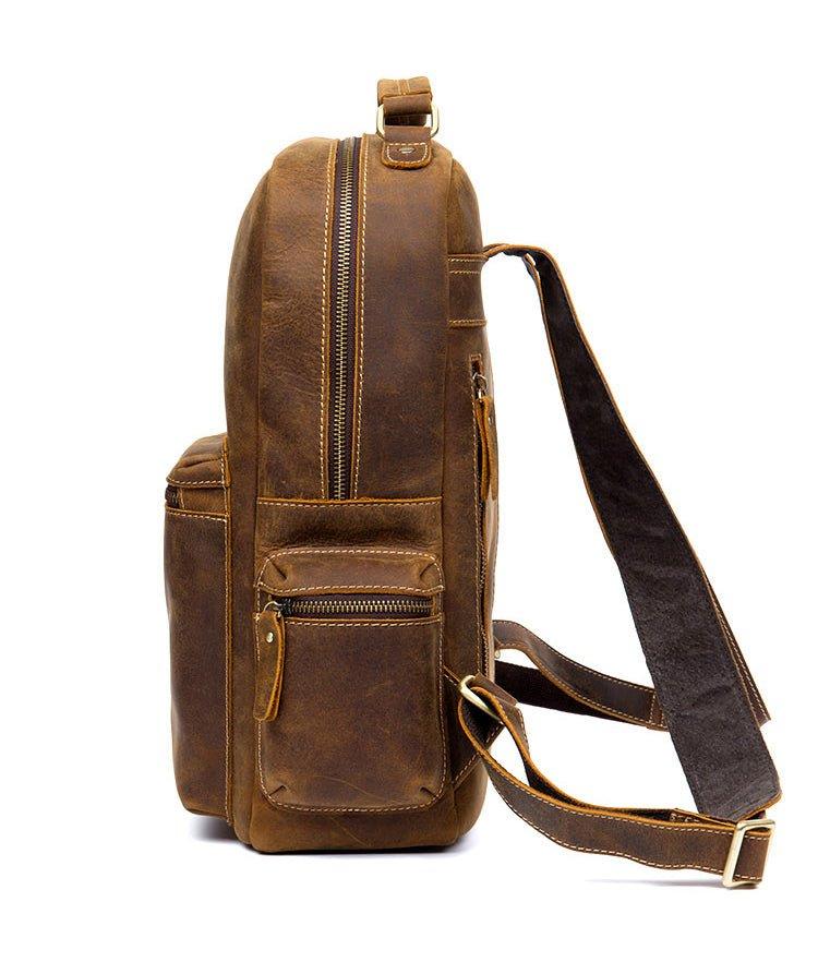 Vintage Genuine Leather Backpack Mens