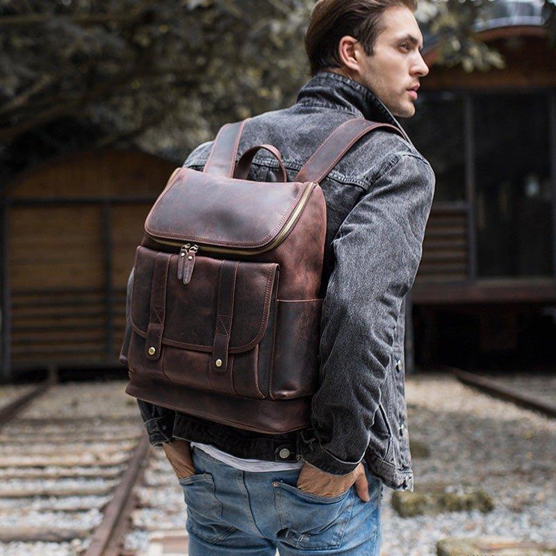 Vintage Leather Backpack for Laptop