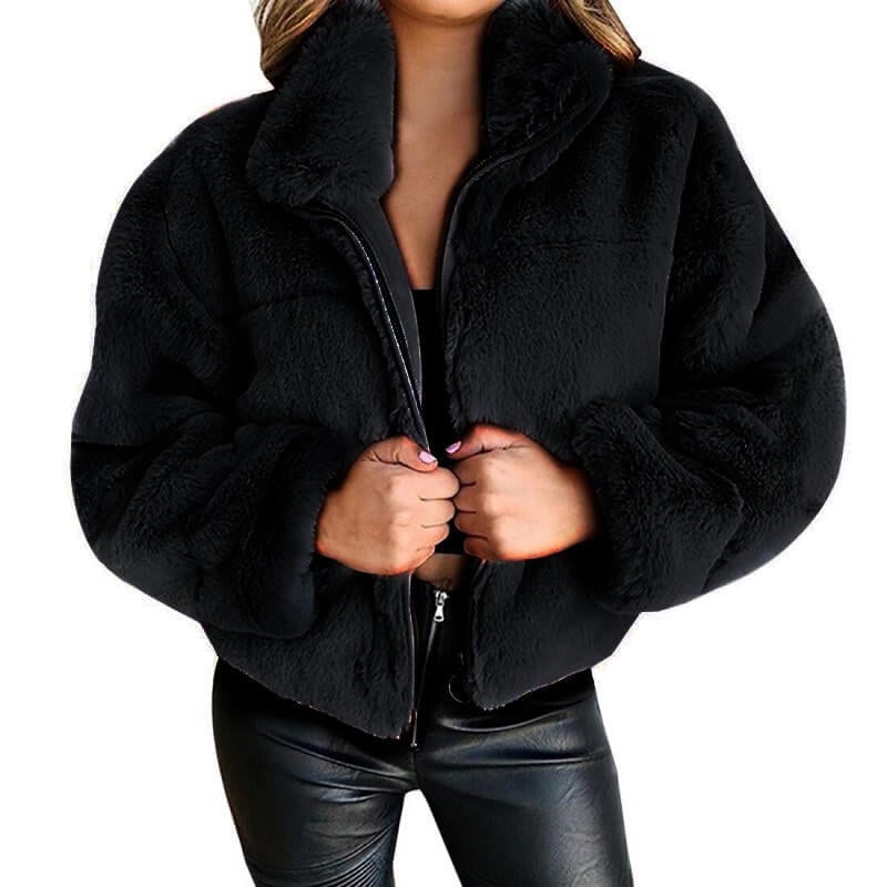 Winter warm fluffy cashmere jacket