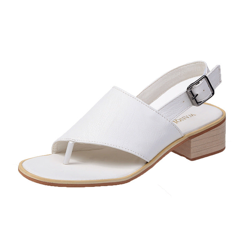 (flash sale)2023 Spring and summer leather casual shoes  and  new belt buckle solid color plus size women's sandals