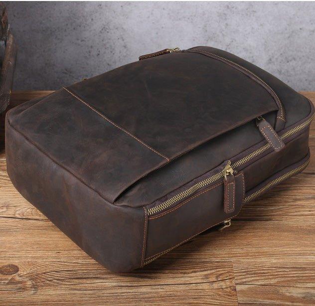 Vintage Mens Leather Backpack for Laptop