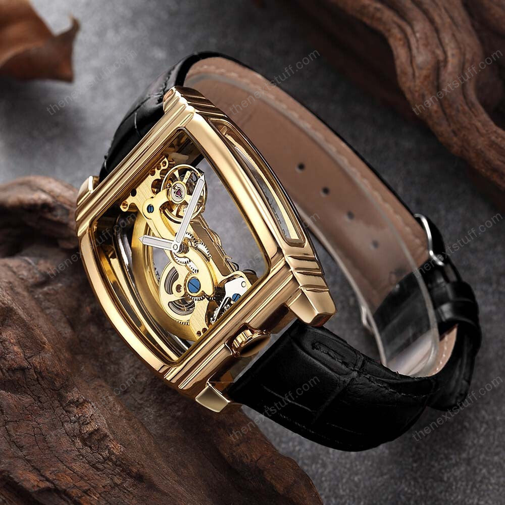 Transparent Automatic Mechanical Steampunk Skull Luxury Gear Watch