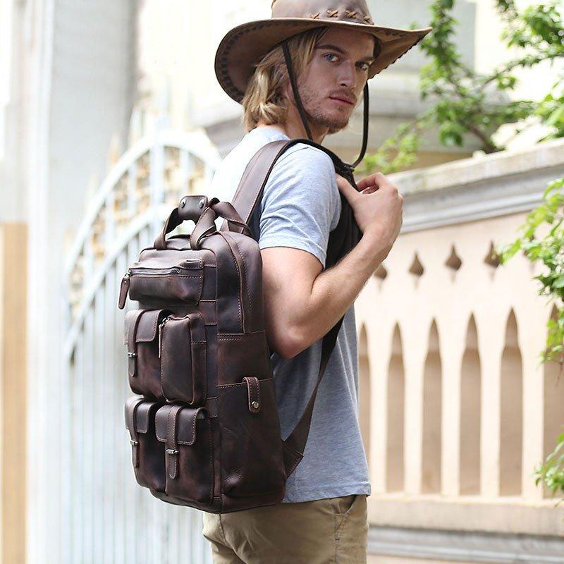 Vintage Leather Backpack for Laptop