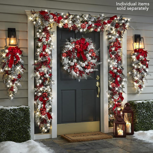 🌲Early Christmas Sale-The Cordless Prelit Red And White Holiday Trim