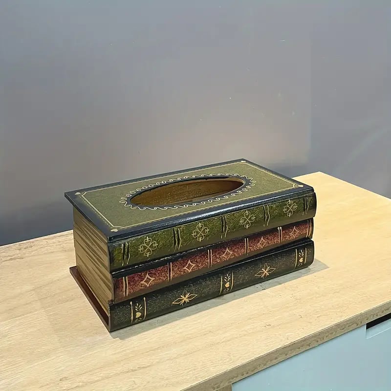 🔥HOT SALE 49% OFF - Creative Retro Wooden Book Shape Tissue Box