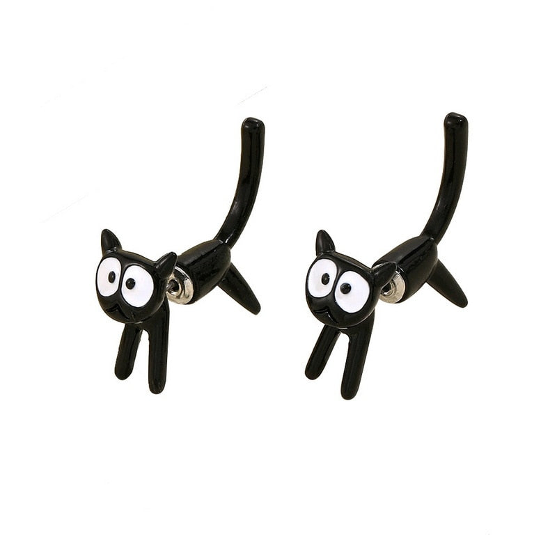 2023 New Funny Small Black Cat Earring for Women Girl Fashion Cute Animal Earrings Fashion Party Jewelry Gifts Wholesale