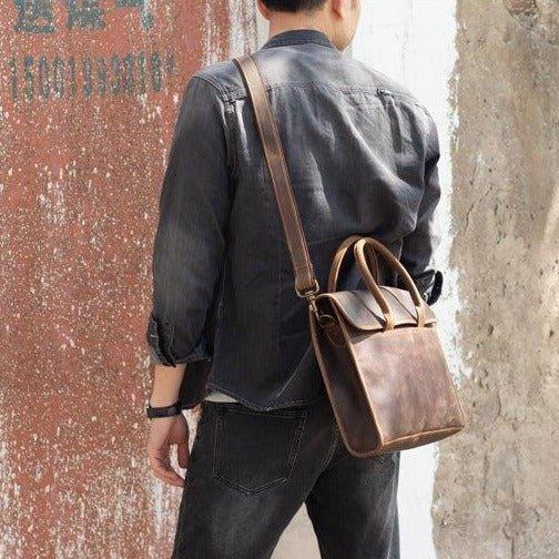 Slim Leather Laptop Bag for Men