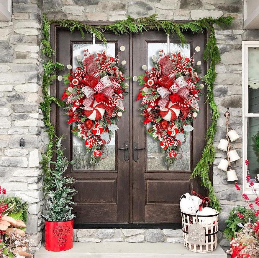 🔥Last Day 49% OFF🔥🍭Candy Cane Christmas Wreath🍭