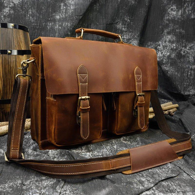 Leather Briefcase for Men Large 15.6" Laptop