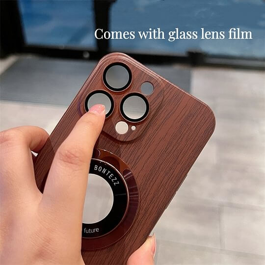 Walnut Grain Magnetic Stand Case for Iphone