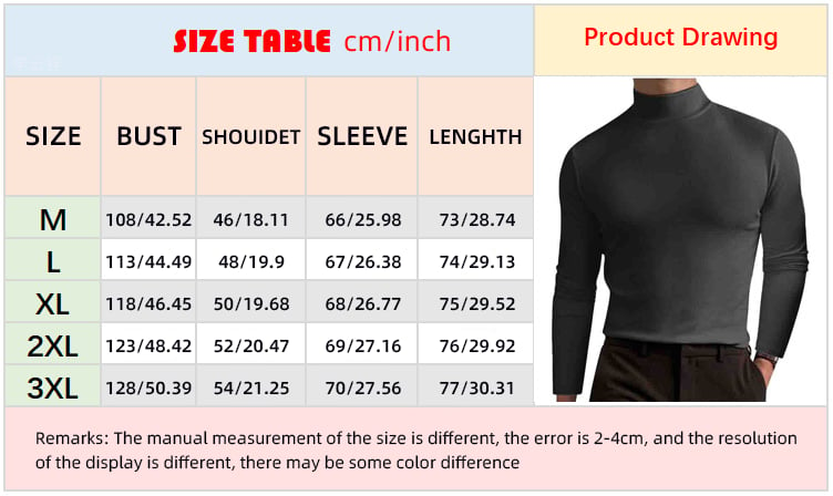 Mens High Neck Slim Fit Long Sleeve T-shirt