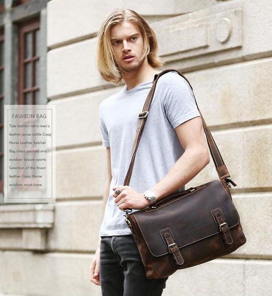 14 Inches Genuine Leather Messenger Bag