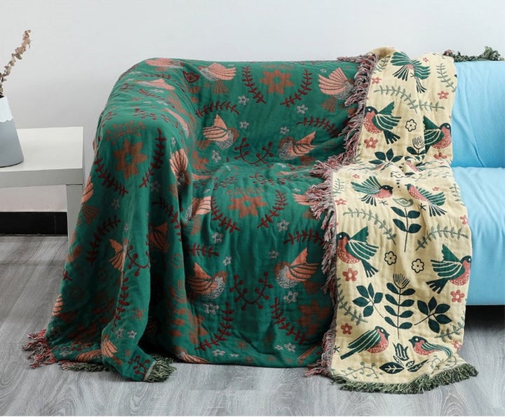 4 Layers Cotton Queen Sofa Throw Boho Throw Blanket