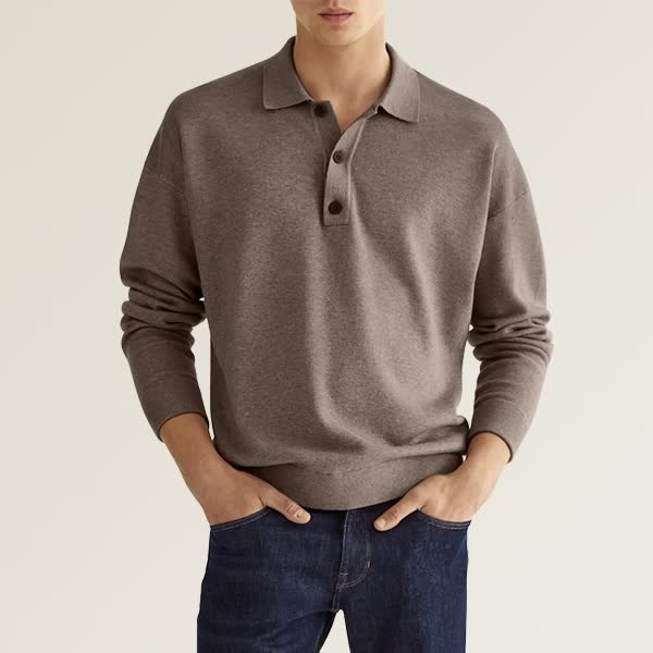 Men's Spring And Autumn Fashion Casual Loose Lapel Long Sleeve Polo Shirt