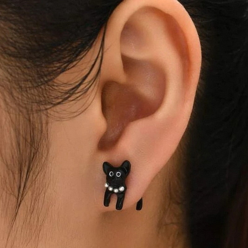 2023 New Funny Small Black Cat Earring for Women Girl Fashion Cute Animal Earrings Fashion Party Jewelry Gifts Wholesale