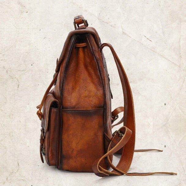 Multi-pocket Leather Backpack for Women