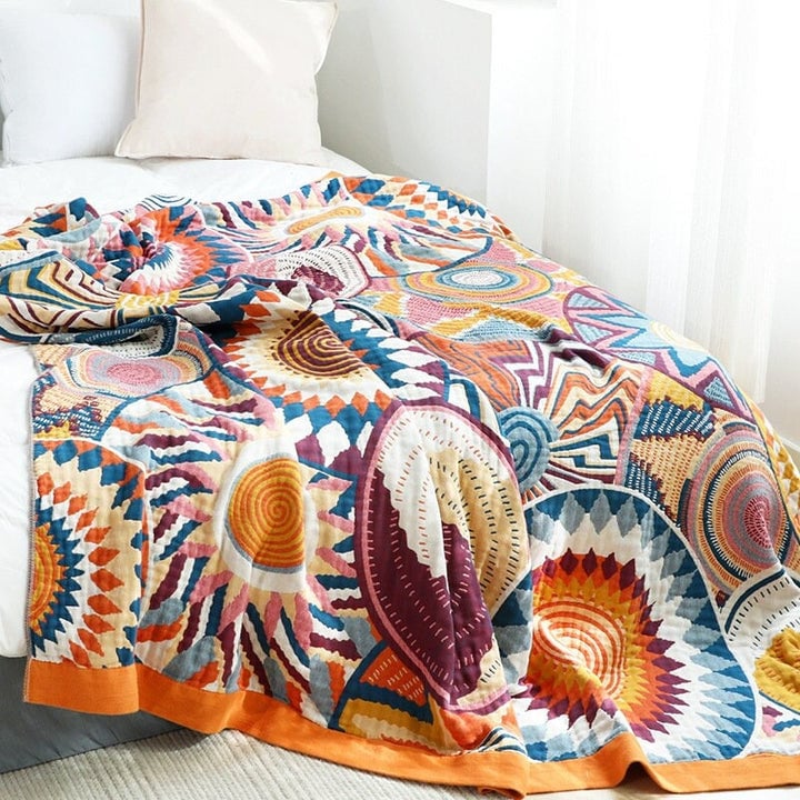 4 Layers Cotton Queen Throw Bed Cover 100% cotton Muslin Sofa Throw Boho Decor