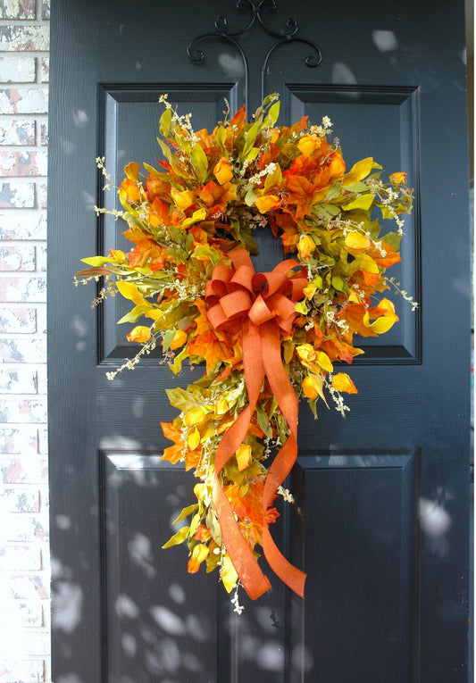 🔥HOT SALE 🍁French Berries orange brown swag wreath