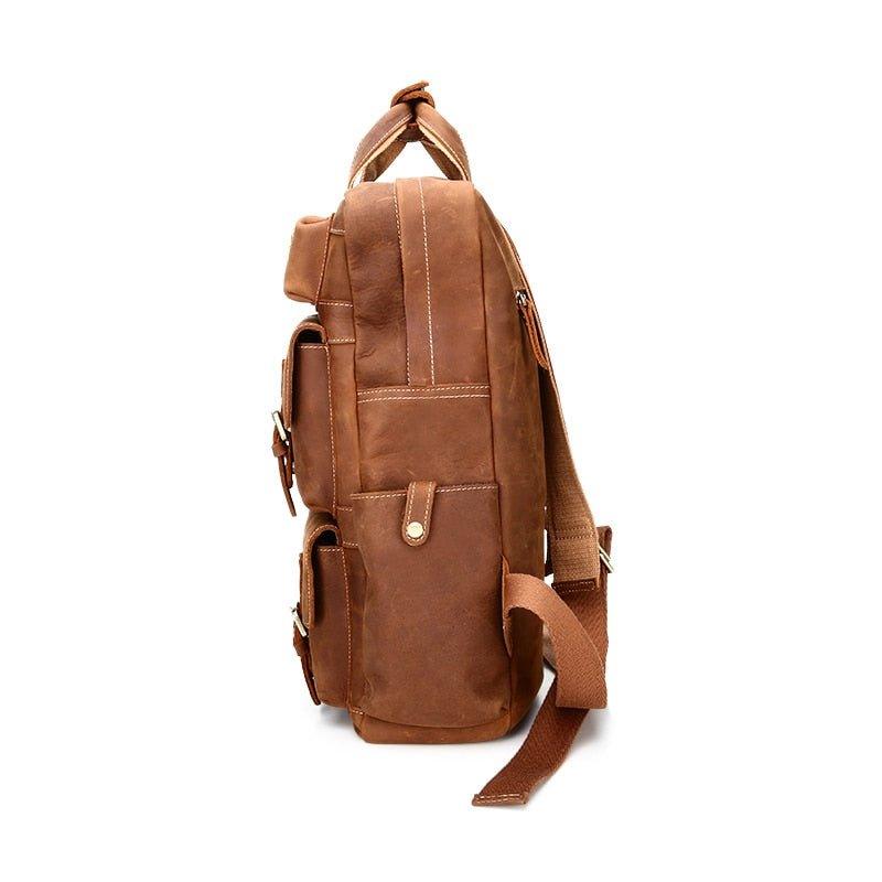 Mens Leather Backpack Laptop with Front Pockets