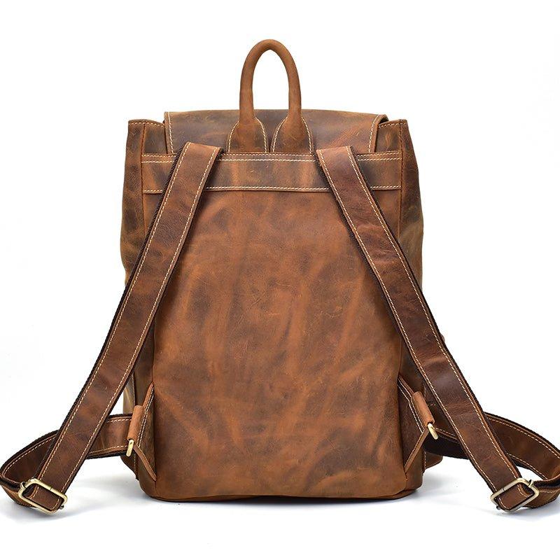 Real leather Backpack Vintage Drawstring