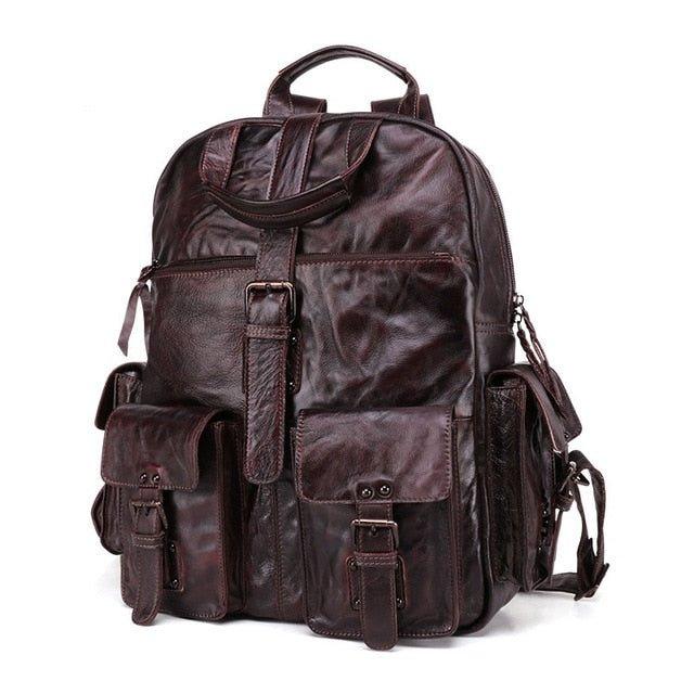 Men Backpack Vintage Leather Travel 15.6"