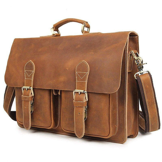 Leather Briefcase for Men Large 15.6" Laptop