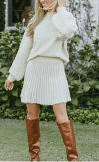 Pleated Knit Skirt Set