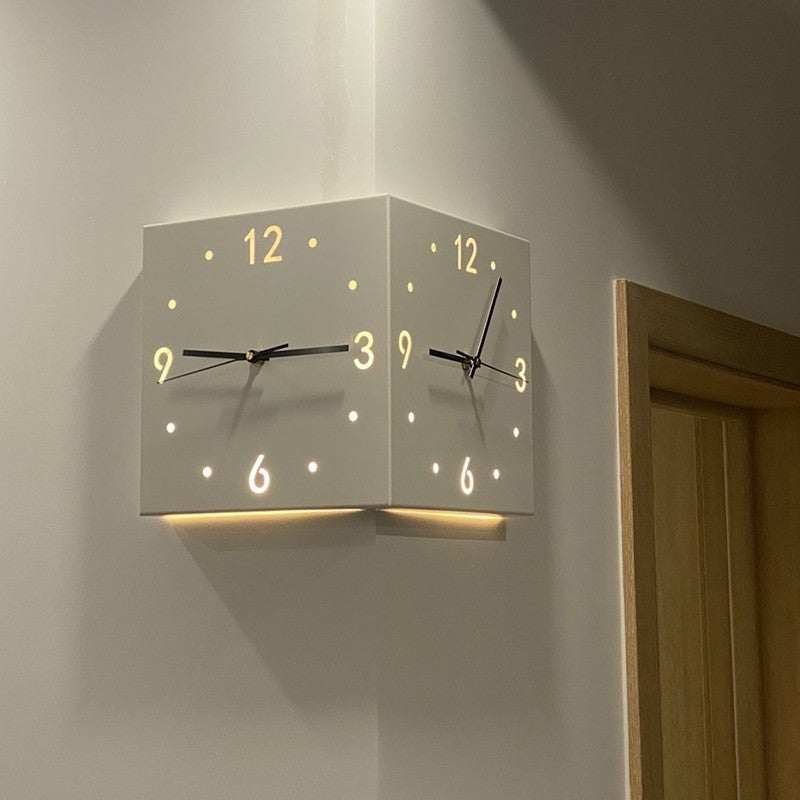 🎈New Living Room Corner Double-sided Luminous Creative Clock Wall Lamp ...