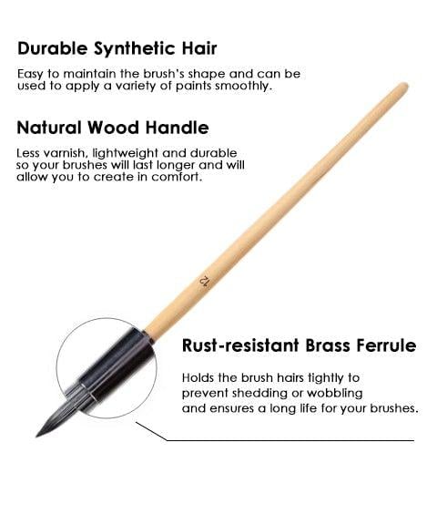 Professional Art Brush With Natural Wood Handles Set Of 24