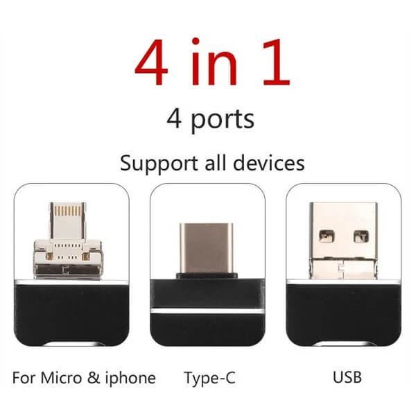 4 In 1 High Speed USB Flash Drive For iPhone, iPad, Android, PC & More Devices