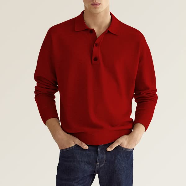 Men's Spring And Autumn Fashion Casual Loose Lapel Long Sleeve Polo Shirt