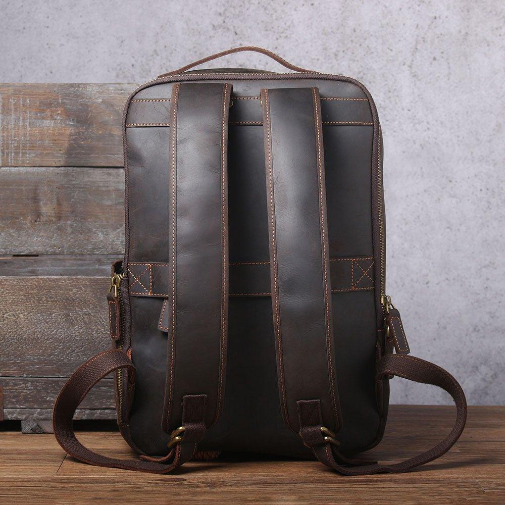 Vintage Mens Leather Backpack for Laptop