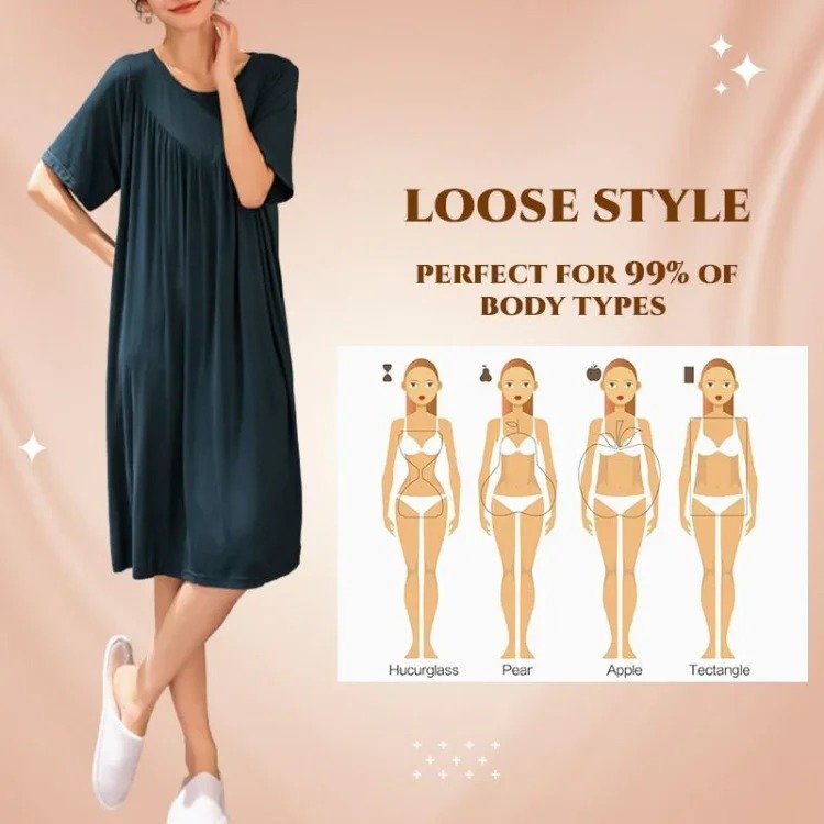 Super Soft Comfortable Short Sleeve Loose Pajama Dress