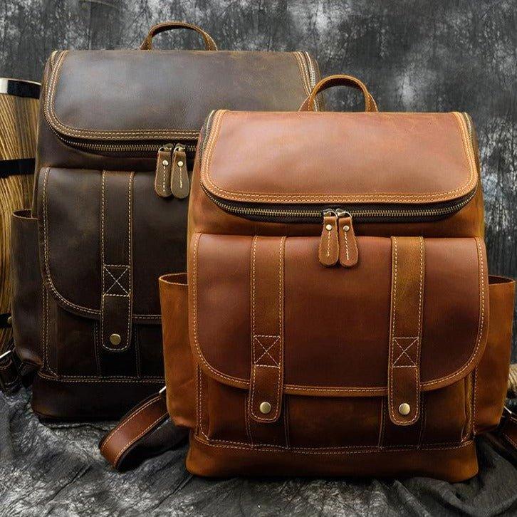 Vintage Leather Backpack for Laptop