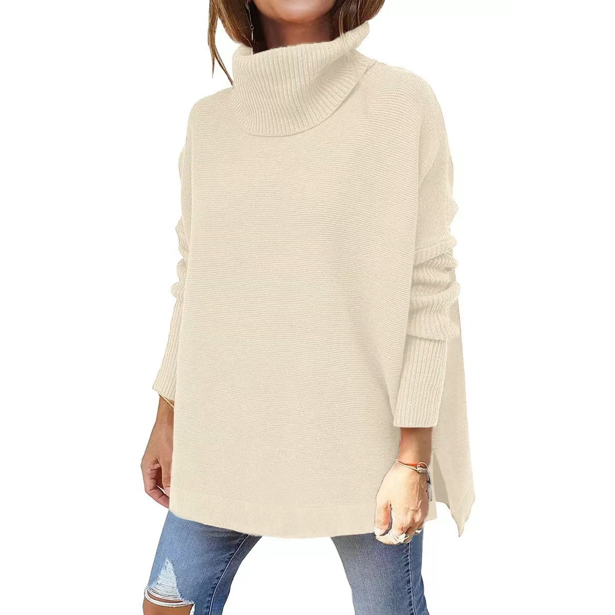 Women's Turtleneck Oversized Sweater Mid Length