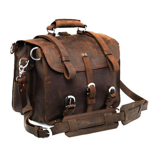 Vintage Leather Briefcase Backpack Convertible