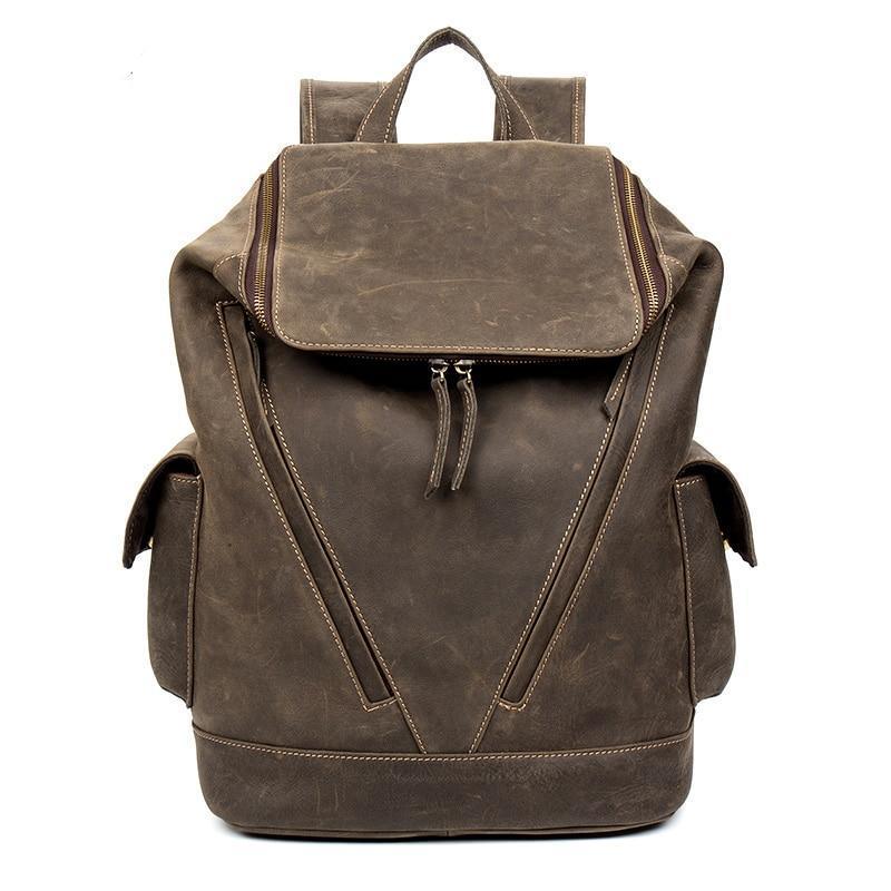 Large Vintage Leather Backpack for Men