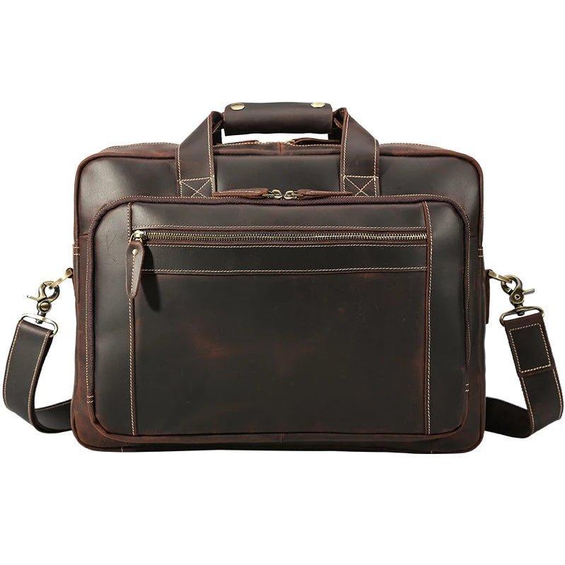 Vintage Distressed Leather Briefcase for Laptop