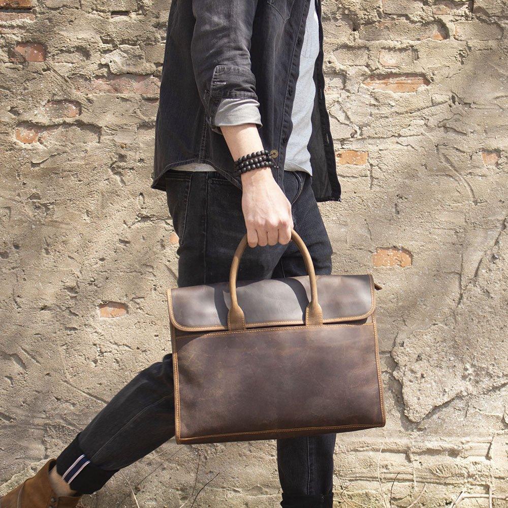 Slim Leather Laptop Bag for Men