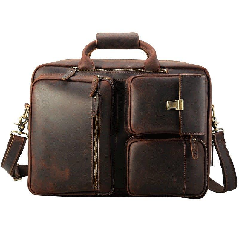 Convertible Leather Backpack Briefcase for 15.6" Laptop