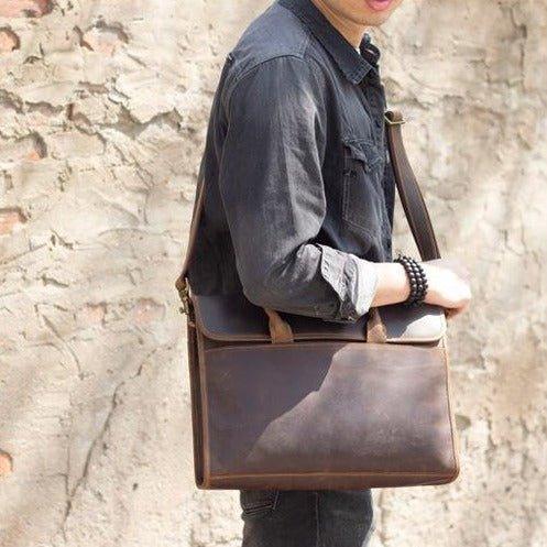 Slim Leather Laptop Bag for Men