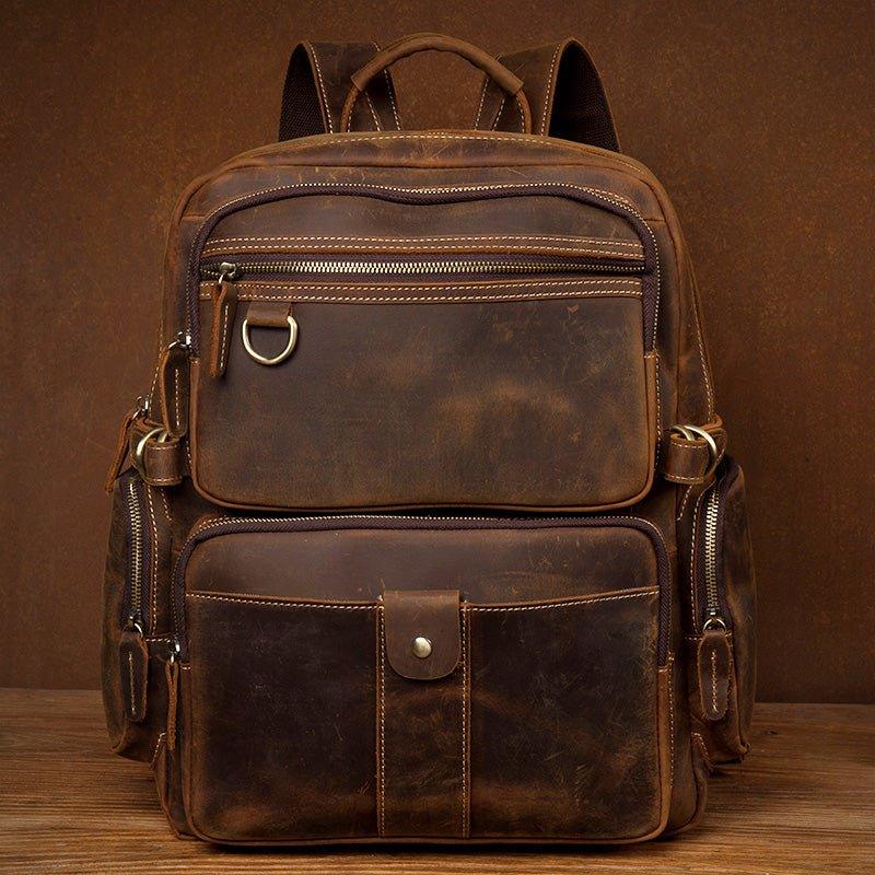 Brown Vintage Leather Backpack Laptop for Men