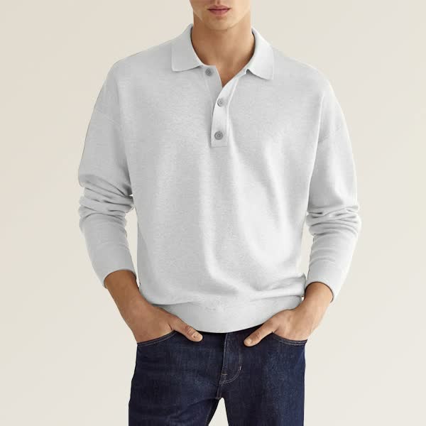 Men's Spring And Autumn Fashion Casual Loose Lapel Long Sleeve Polo Shirt