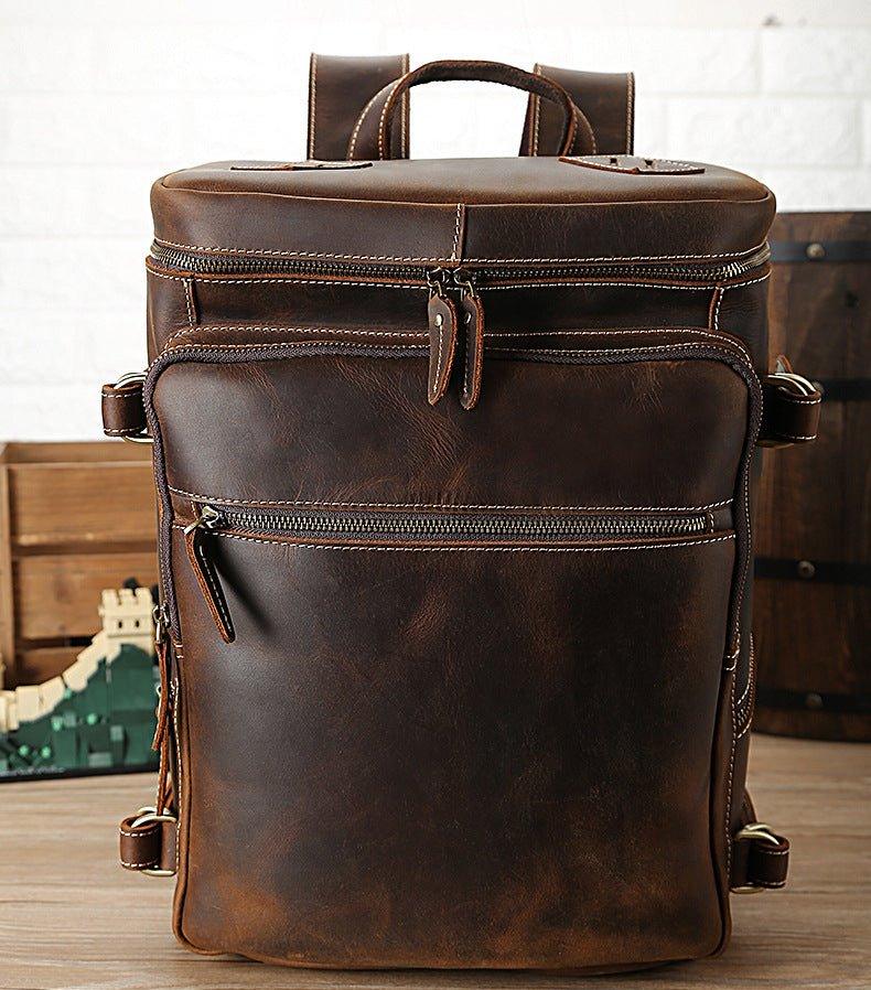 Large Vintage Leather Backpack for Laptop