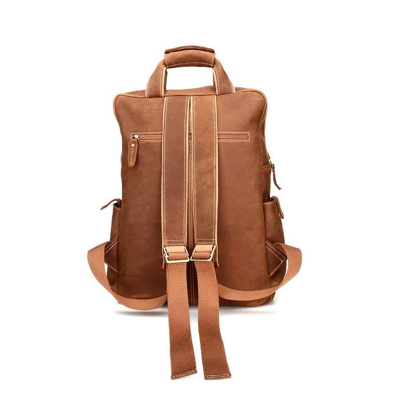 Mens Leather Backpack Laptop with Front Pockets