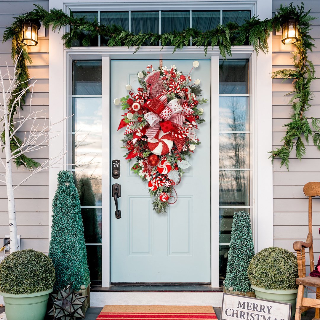 🔥Last Day 49% OFF🔥🍭Candy Cane Christmas Wreath🍭