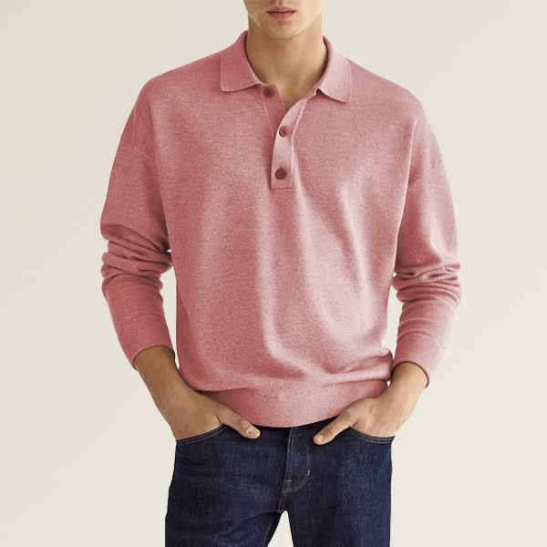 Men's Spring And Autumn Fashion Casual Loose Lapel Long Sleeve Polo Shirt